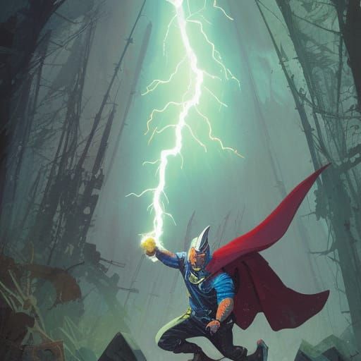 Thor Unleashes Lightning in Fantasy Art Style