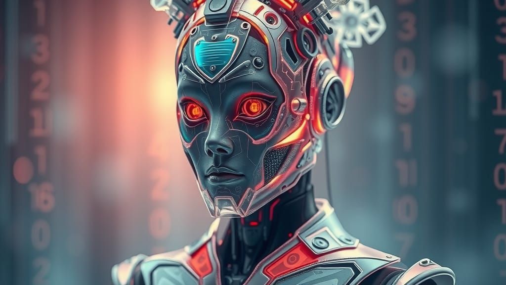 Futuristic Robot with Translucent Mechanical Structures