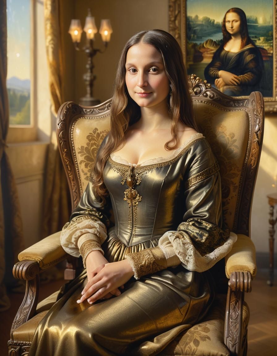 Mona Lisa Portrait with Dreamy Landscape