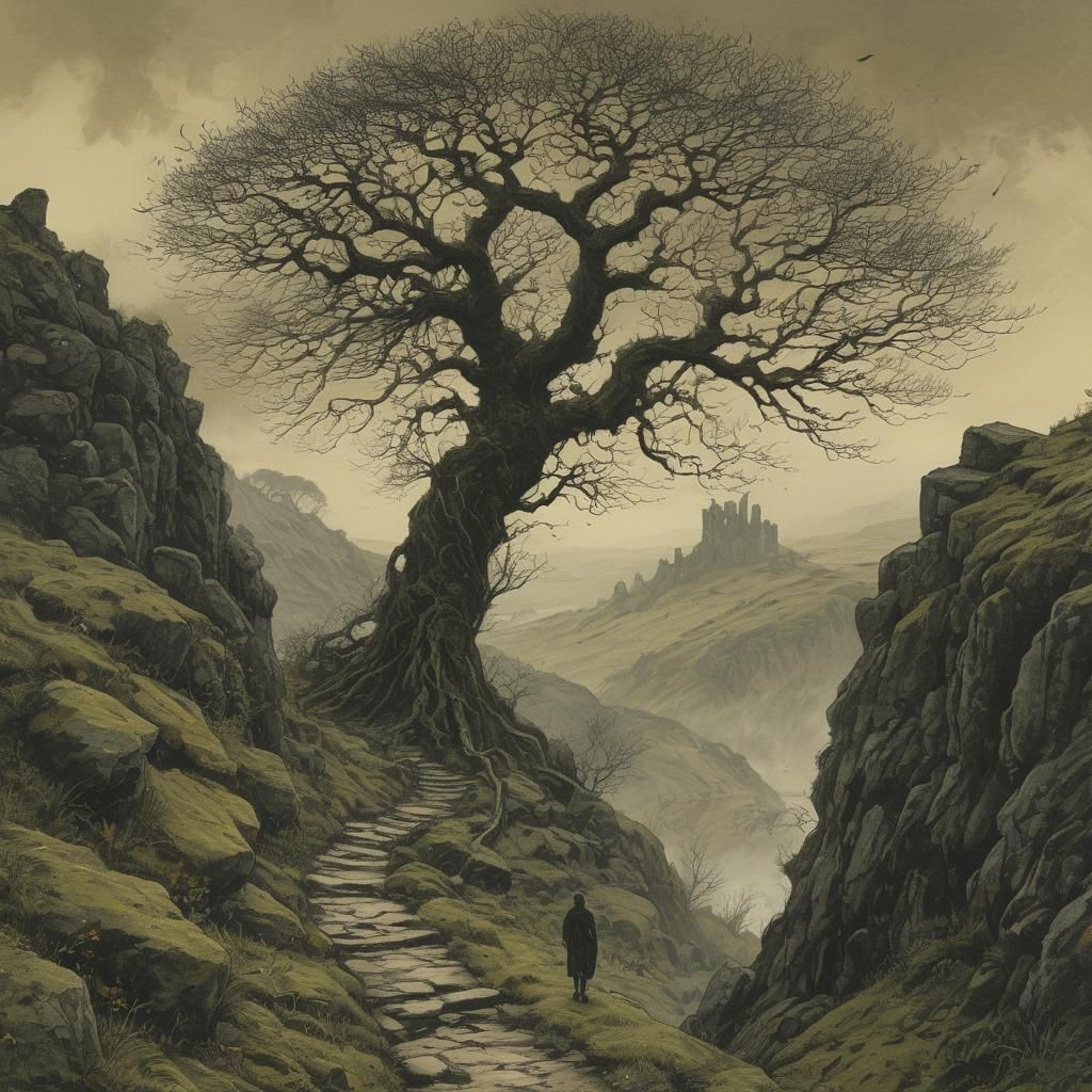 Mystical Irish Hill Country Illustration