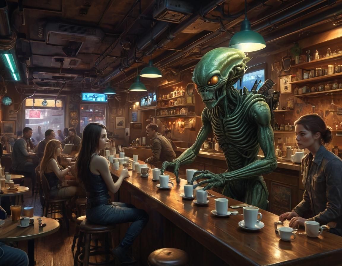 Star Trek Ten Forward Lounge with Alien Patrons