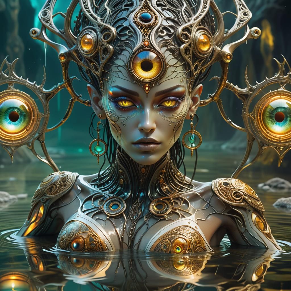 Futuristic Fantasy Woman with Glowing Eyes