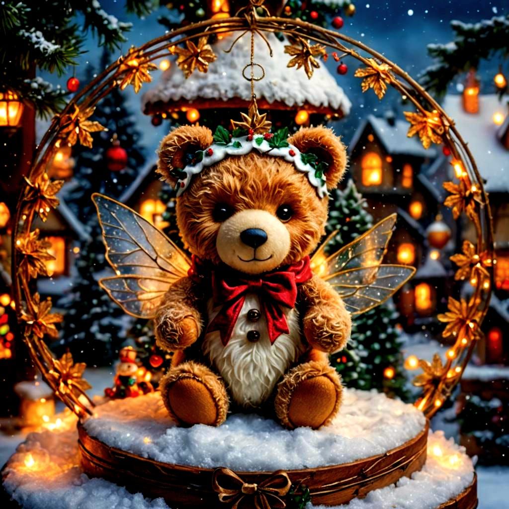 Magical Christmas Teddy Bear Wonderland in Fairy-Tale Style