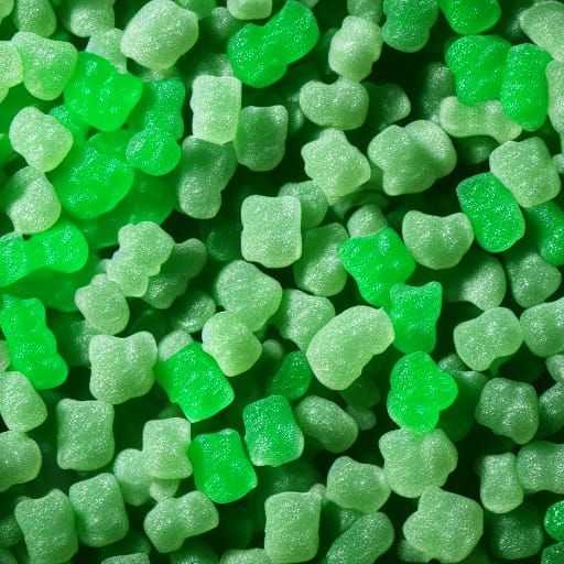 Green Gummy Bear with Explosive Background