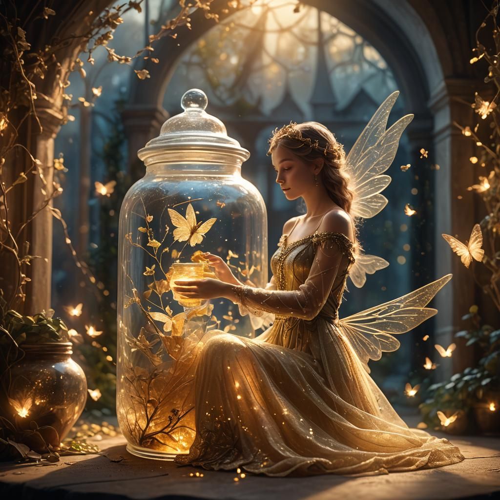 Fairy in Glass Jar: Cinematic Digital Matte Painting