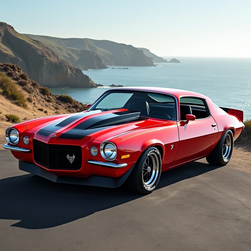 American Muscle Car Icon in High-Gloss Red