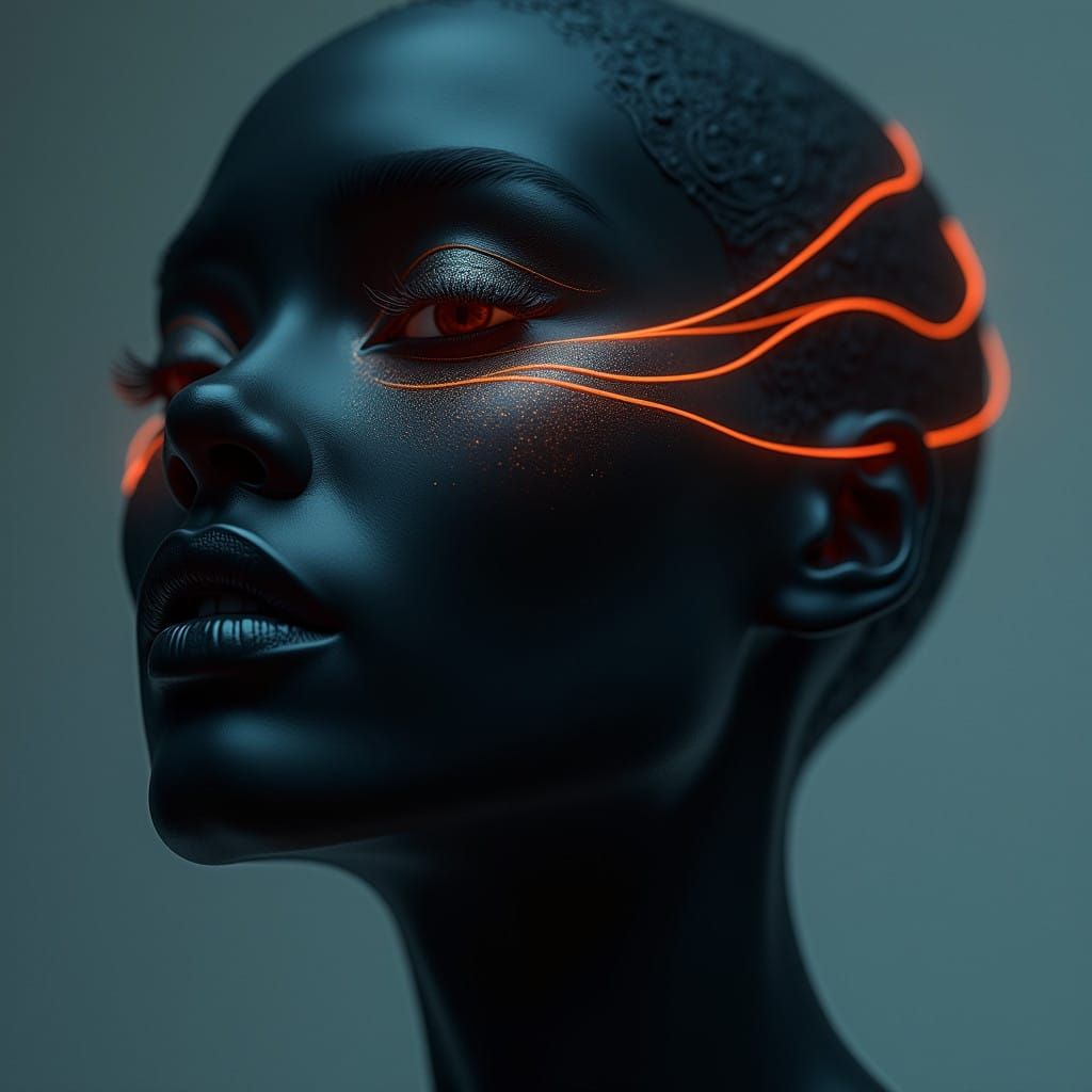 Surreal Futuristic Portrait of an Enigmatic Woman