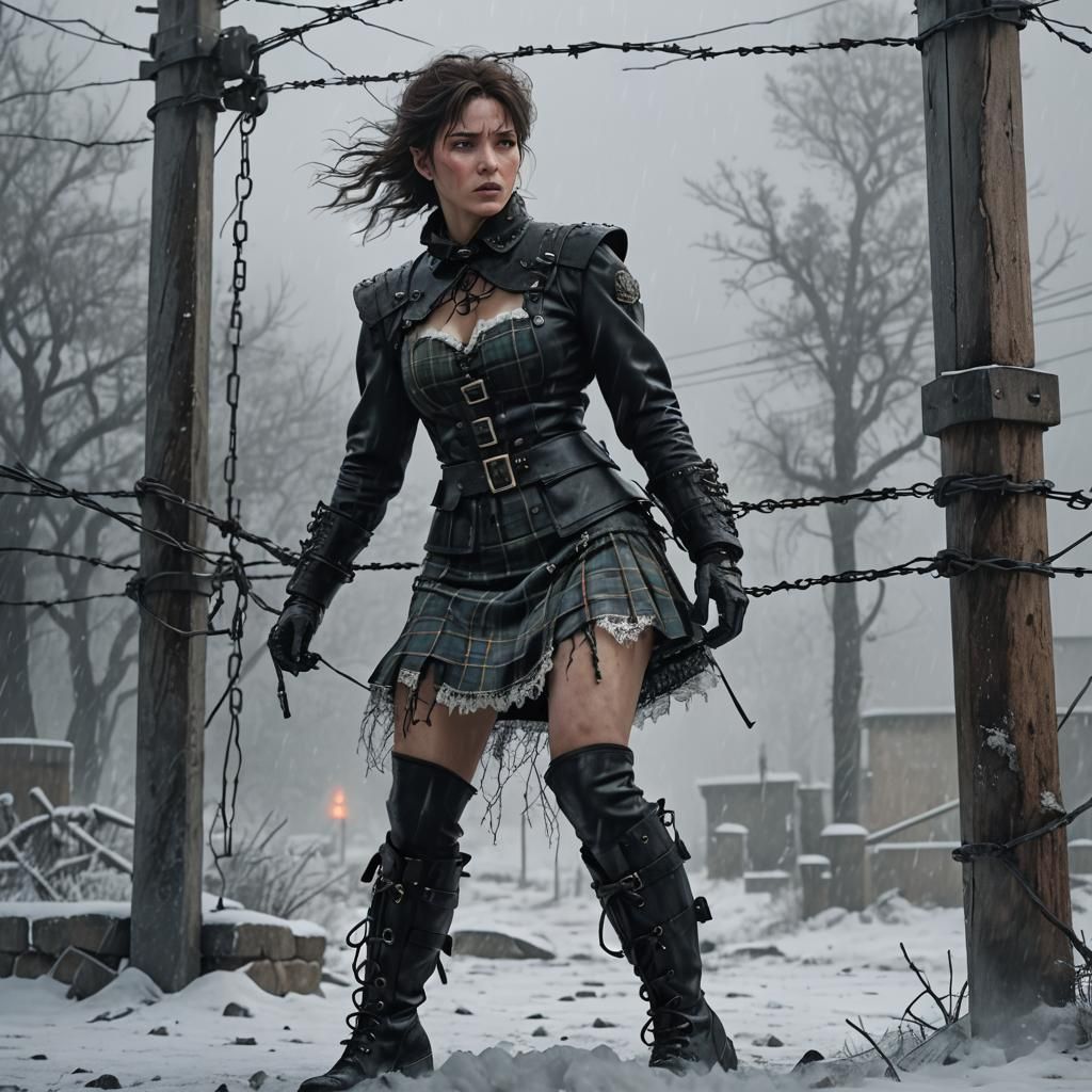 Prison Governess in Blizzard: Hyper-Realistic Digital Art