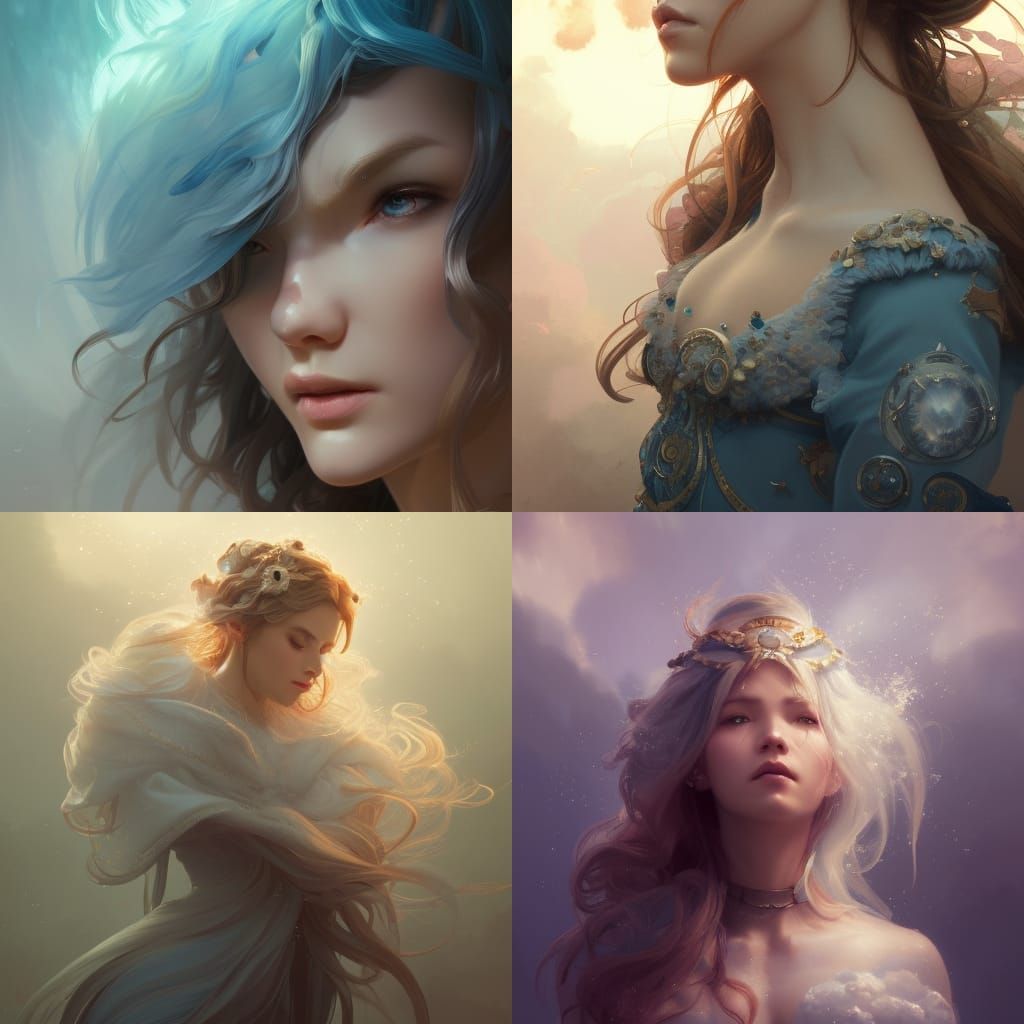 Cloud Princess Portrait in Hyperdetailed Digital Art Style