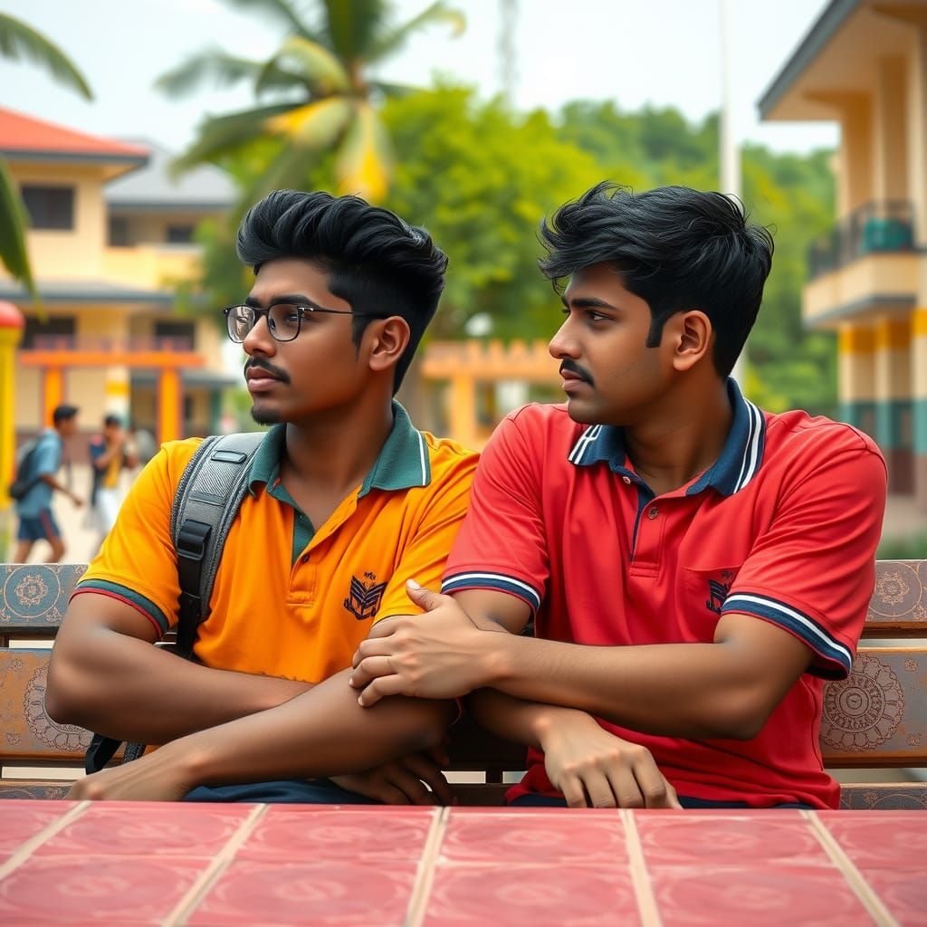 Intimate Schoolyard Scene in Hyperrealistic Style