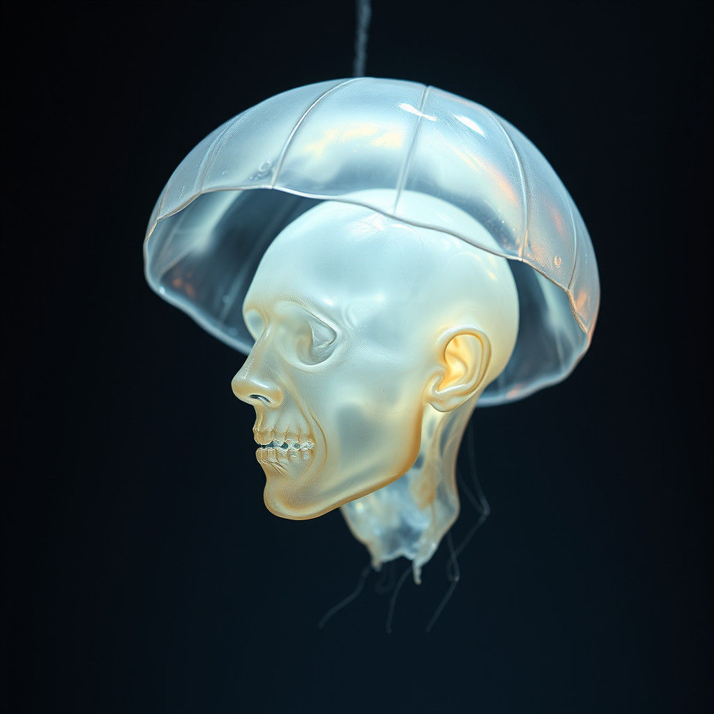 Human Head Encased in Iridescent Jelly: Hyperrealistic Sci-F...