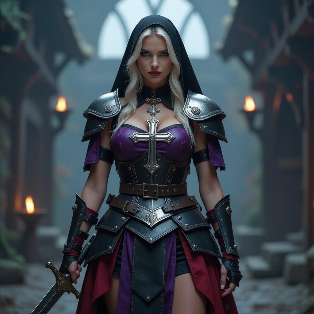 Provocative Shield-Maiden in Dark Fantasy Style