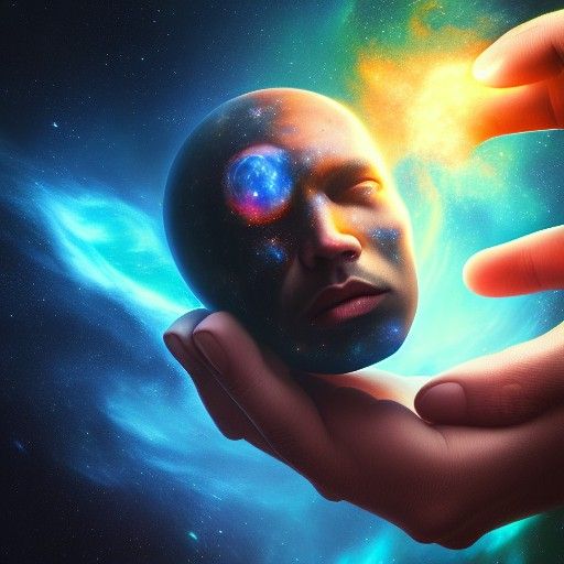 Man Holds Galaxy: Hyperdetailed Concept Art