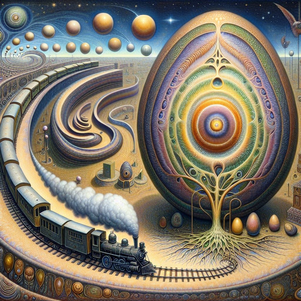 Ethereal Symbolist Painting: Egg of Regeneration, Infinite J...