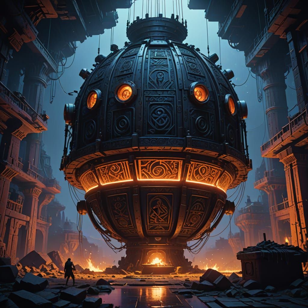 Mystical Athanor Illuminated in Ancient Fantasy Style