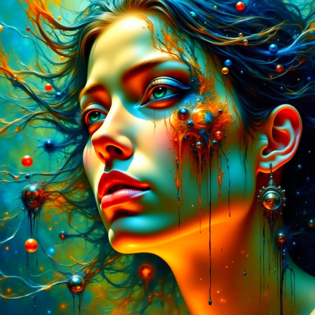 Distorted Reality Portrait in Cyberpunk Aesthetic