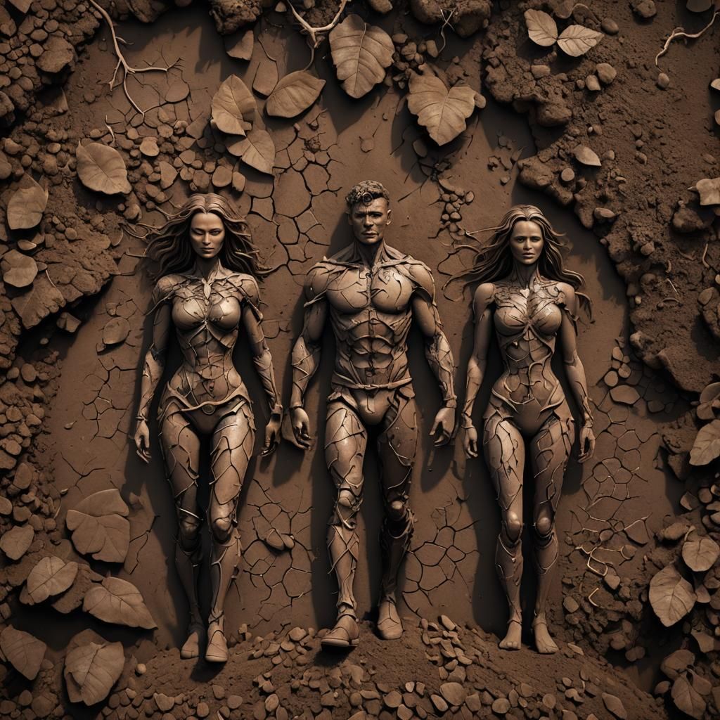 Soil Man and Woman: Detailed 3D Fantasy Art