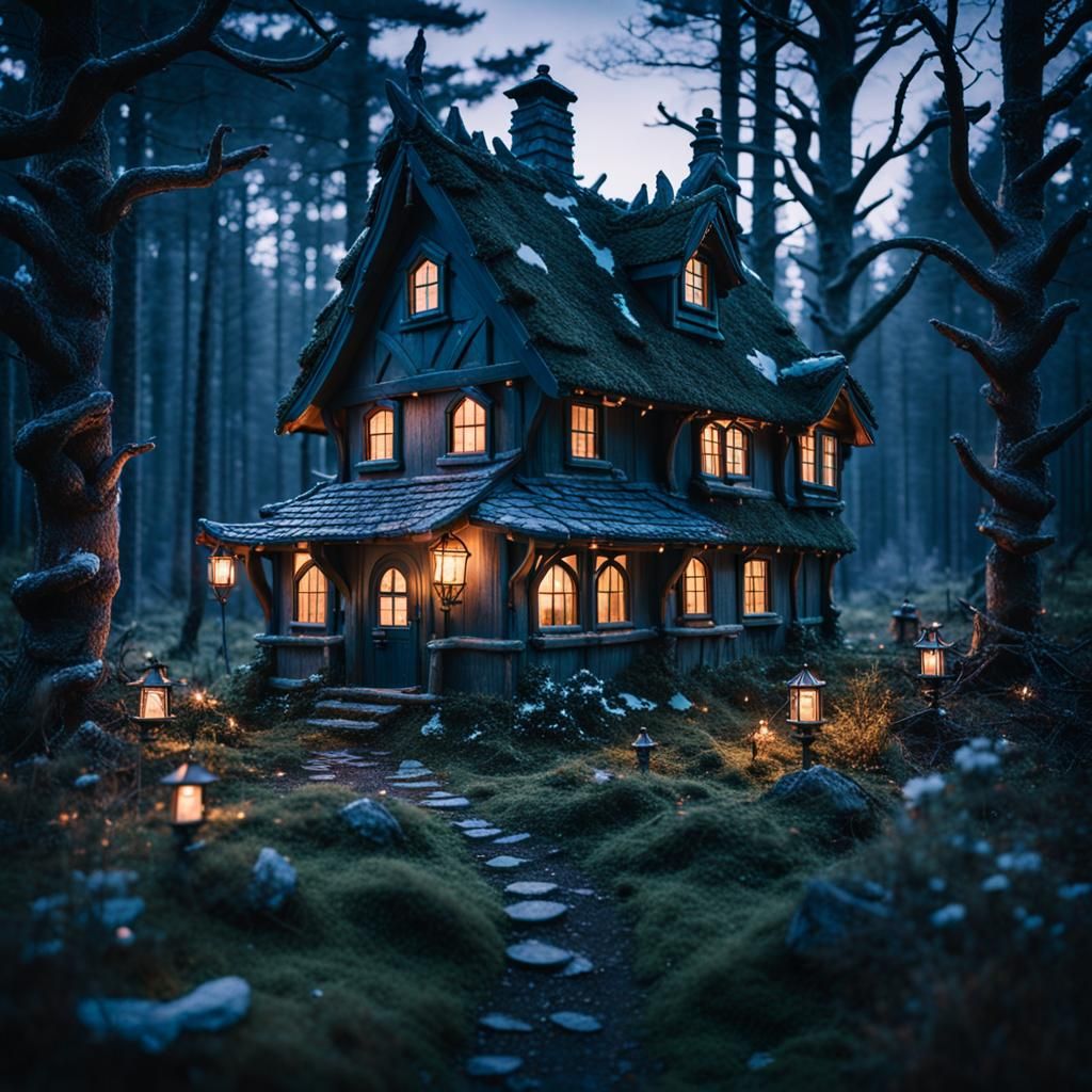 thaumaturge in a twilight forest, cottagecore, fairycore, fo...