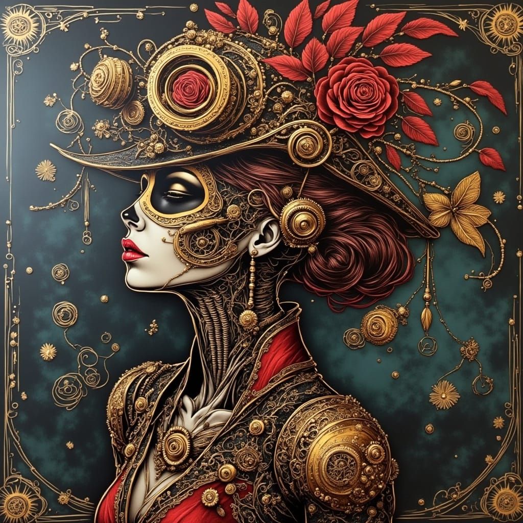 Ethereal Steampunk Bride Amidst Night Breeze