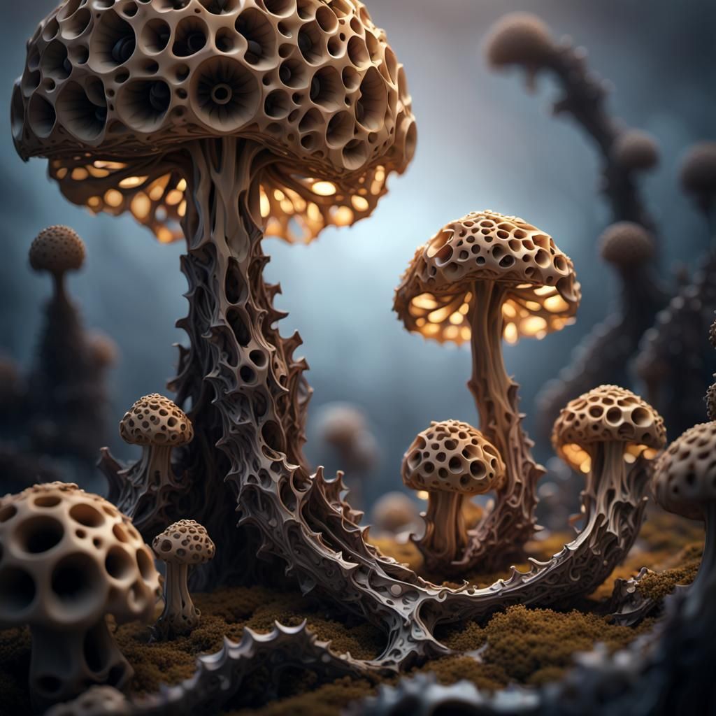 Skull Morel Mushroom with Goblin in Flamenco Style