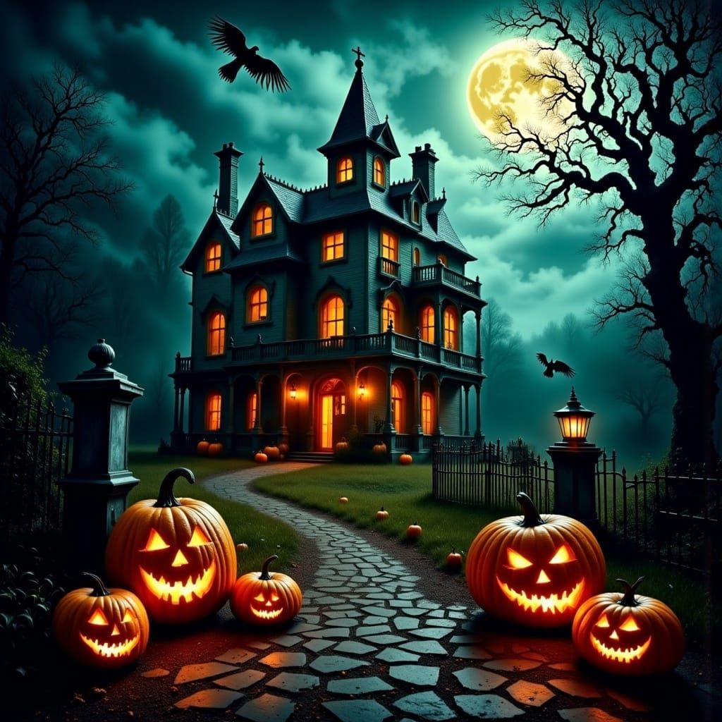 Haunted Cotswolds House Under Full Moon