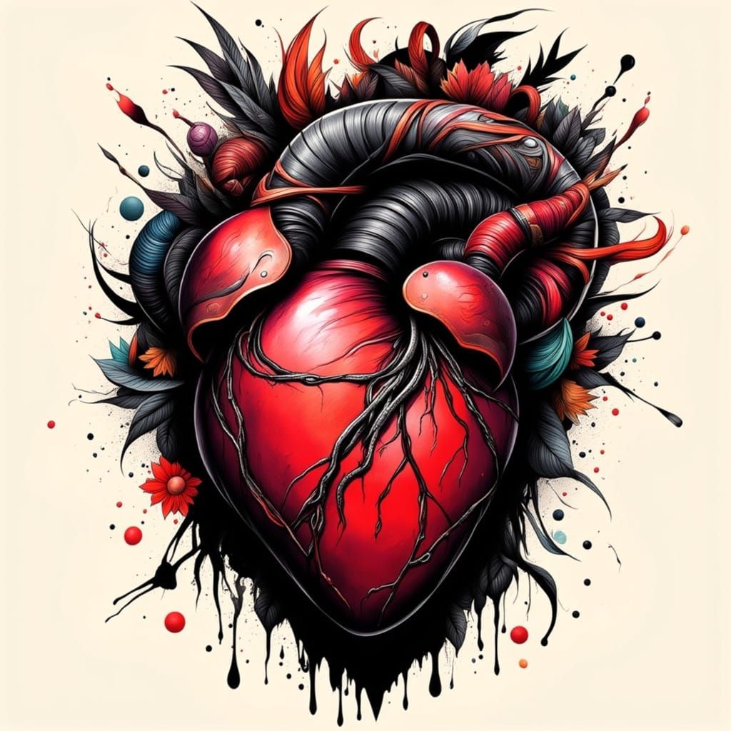 Boxing Glove and Heart Tattoo Design