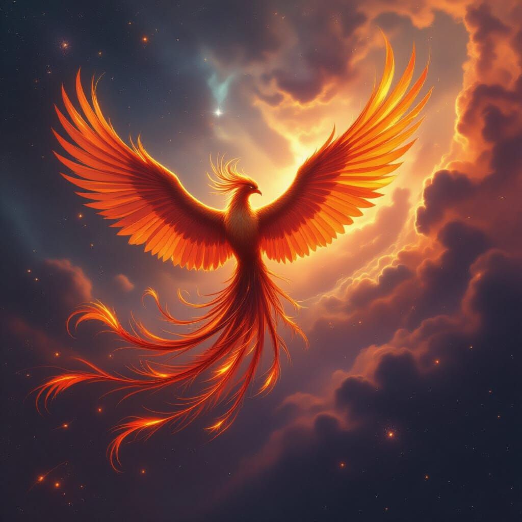 Majestic Phoenix Soars Through Cosmic Galaxy