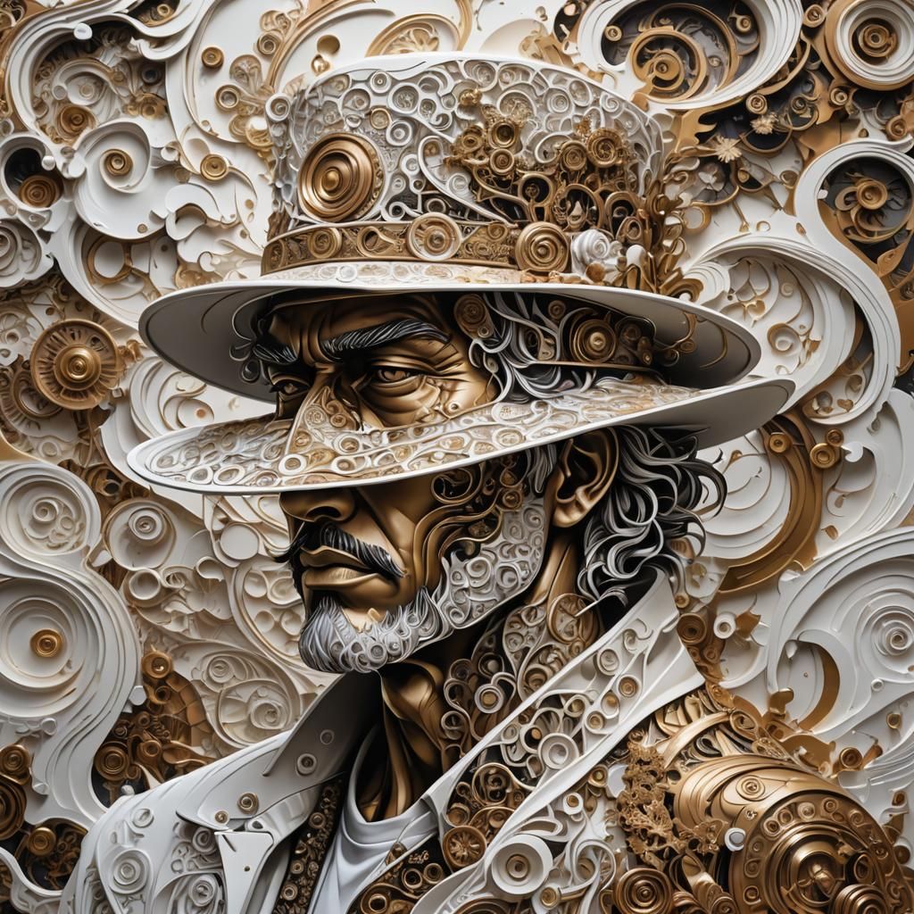 Technologische Kunst: Menschliche Form aus Maschinenteilen”