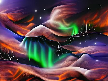 Dancing Northern Lights: Detailed Digital Painting