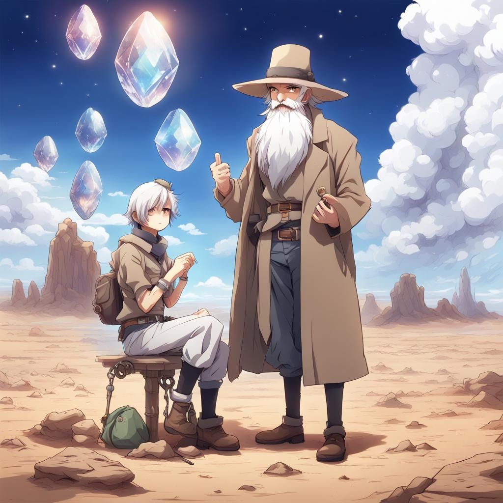 Anime-Style Geologist Shows Gem to Aliens