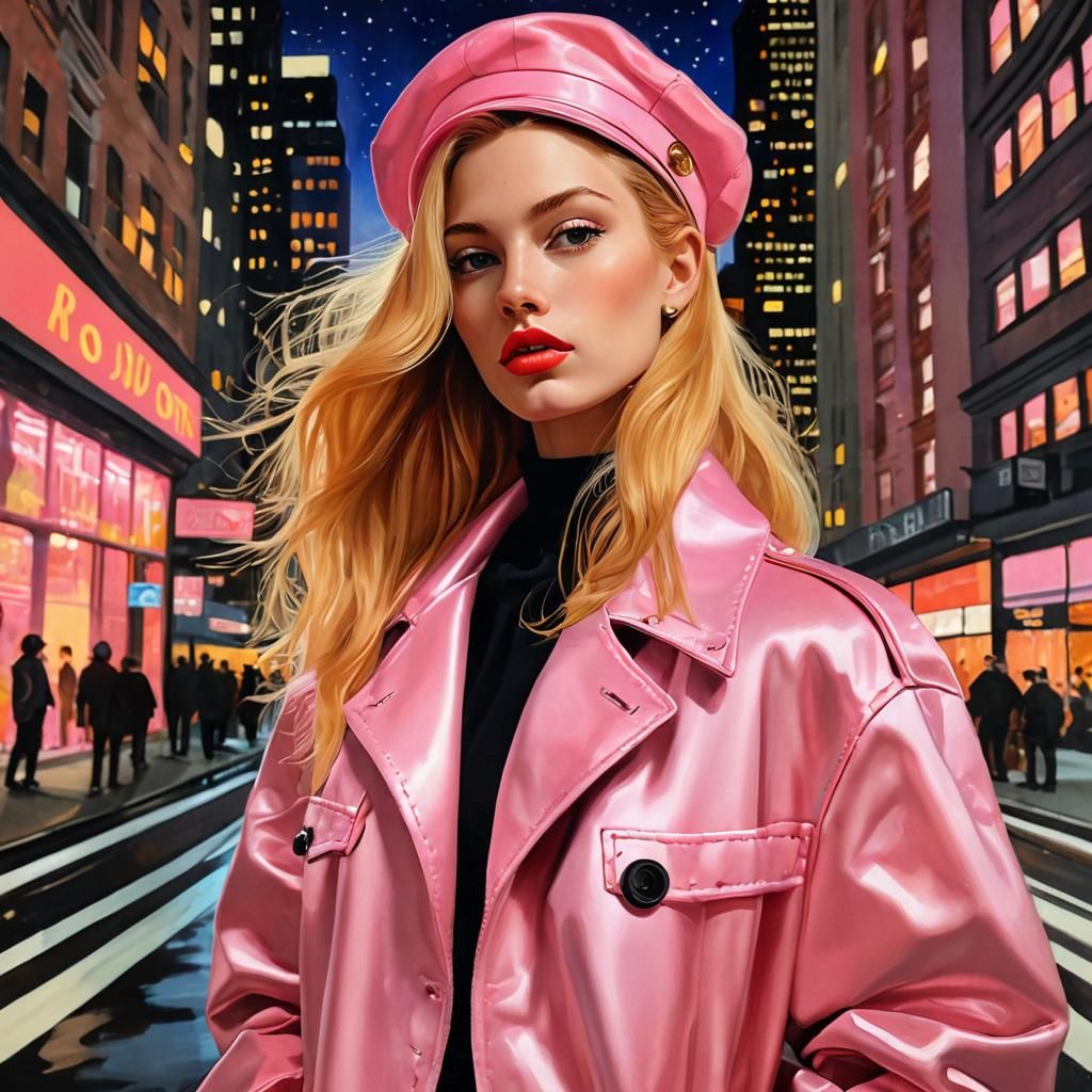 Fashion Model in 90s NYC Streetscape