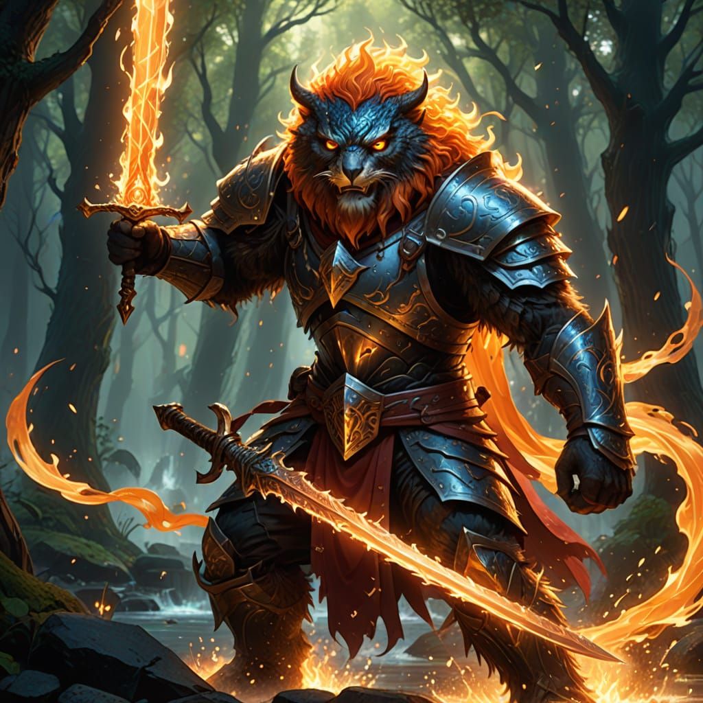 Warrior Wields Fiery Water Sword in Epic Battle Against Owlb...