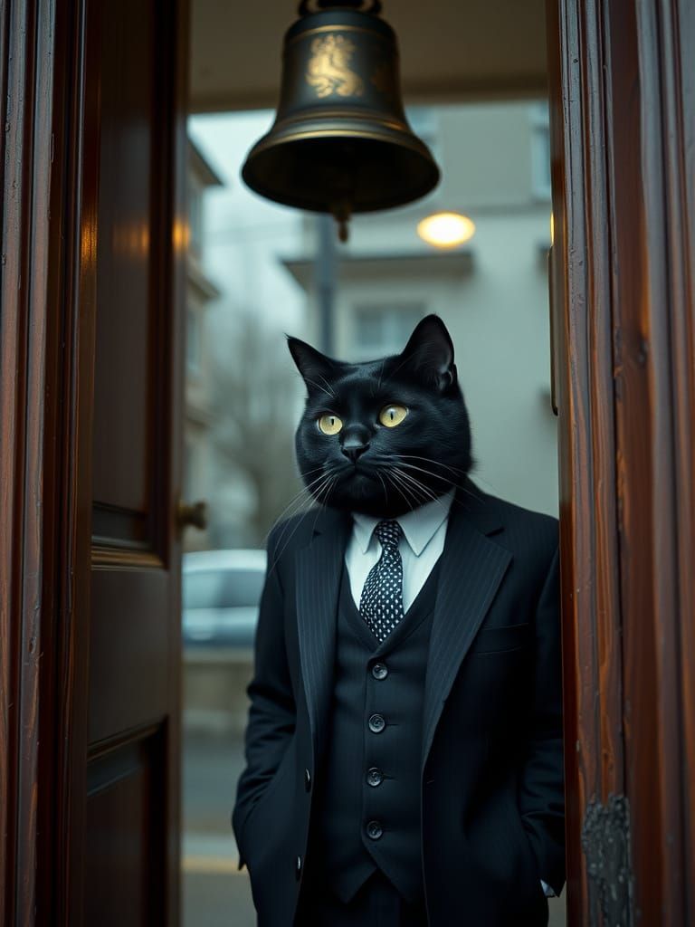 Cinematic Business Cat in Elegant Suit