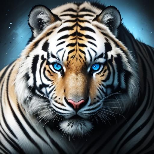 White Tiger Snarling: Hyper-Realistic Digital Portrait