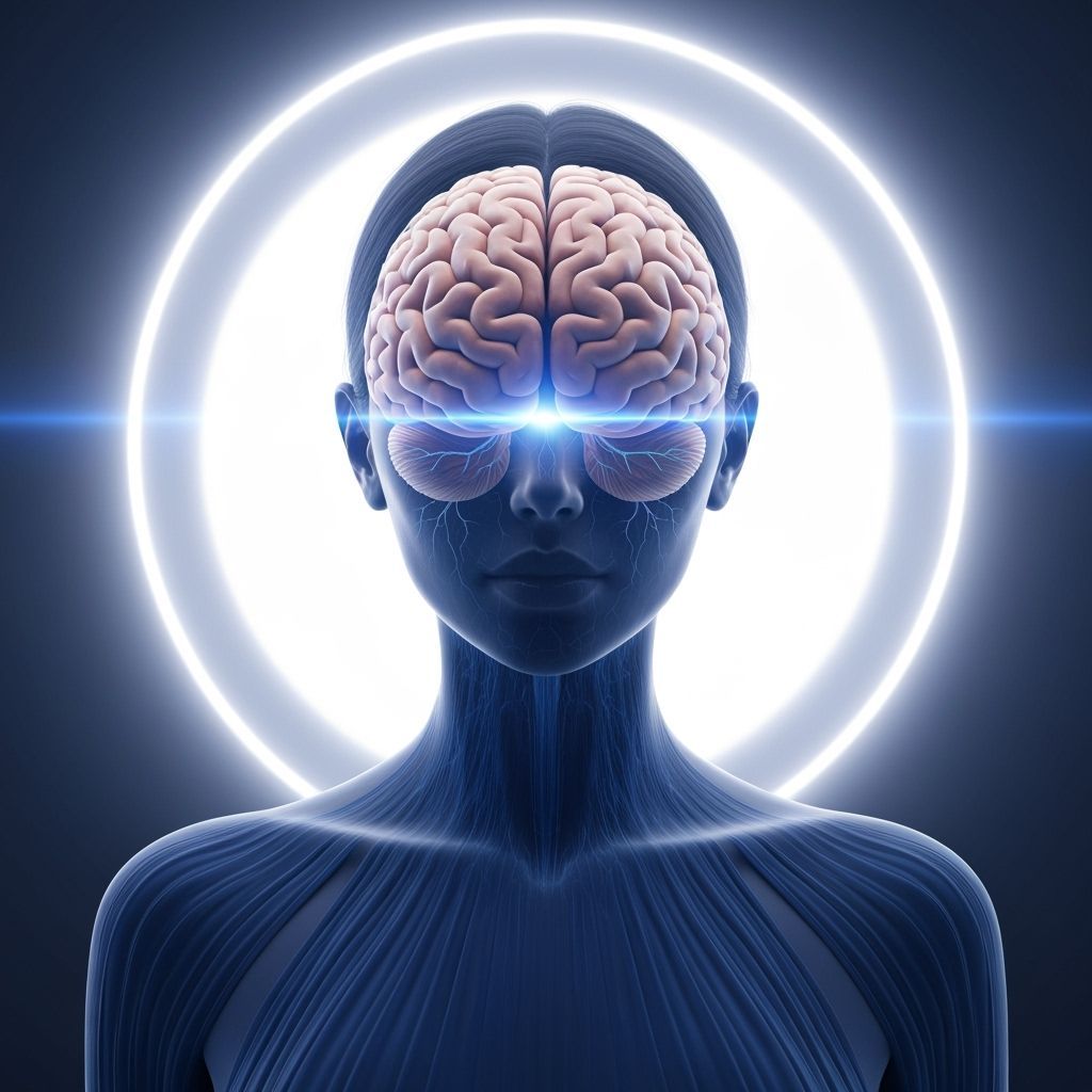 Radiant Brain in Cosmic Halo, Dreamy Fantasy Art