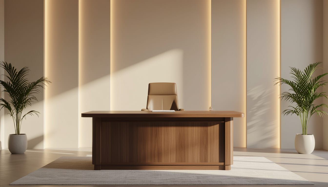 Elegant Realistic Wooden Office Desk