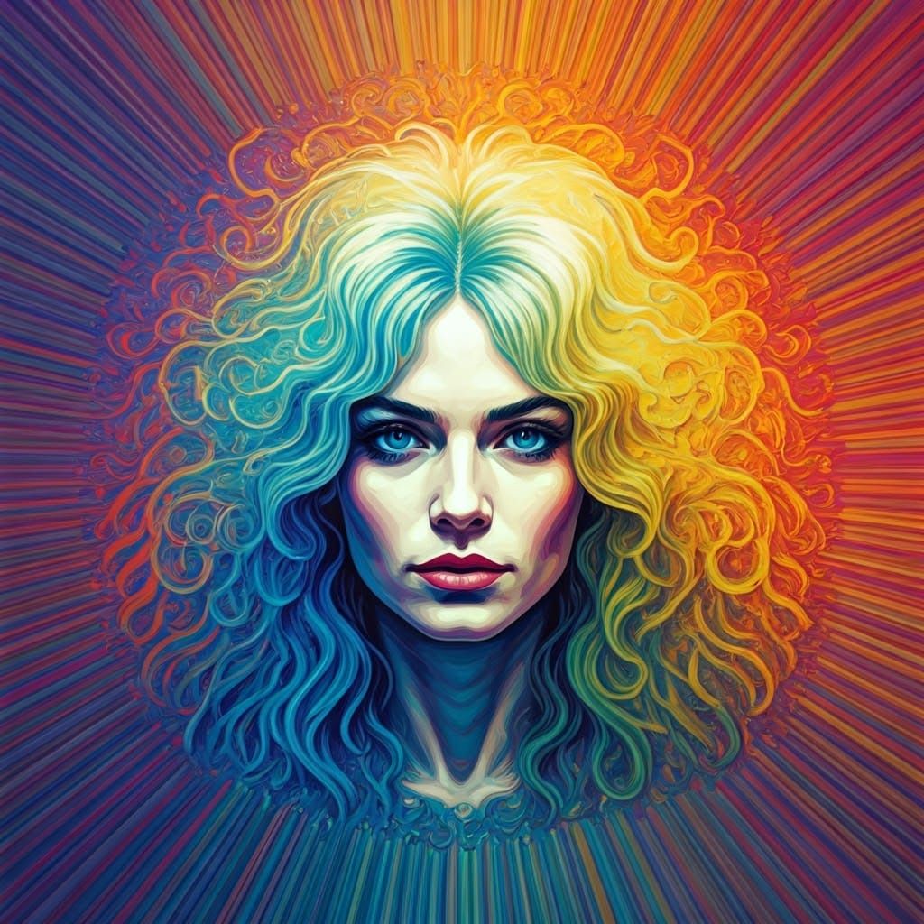 Rainbow Masterpiece in Frazetta and Frankenthaler Style