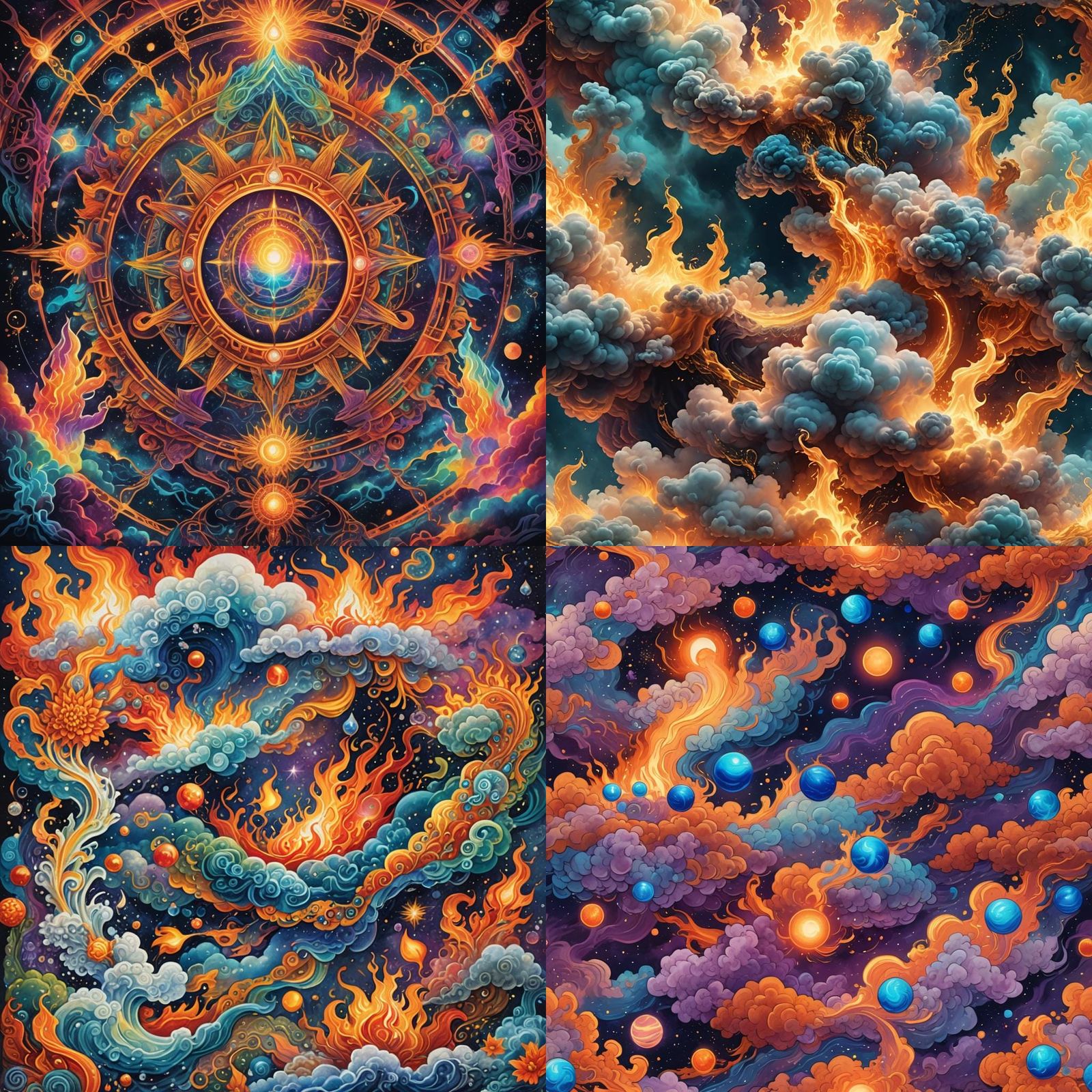 Cosmic Elements: Air, Fire, Earth, and Water