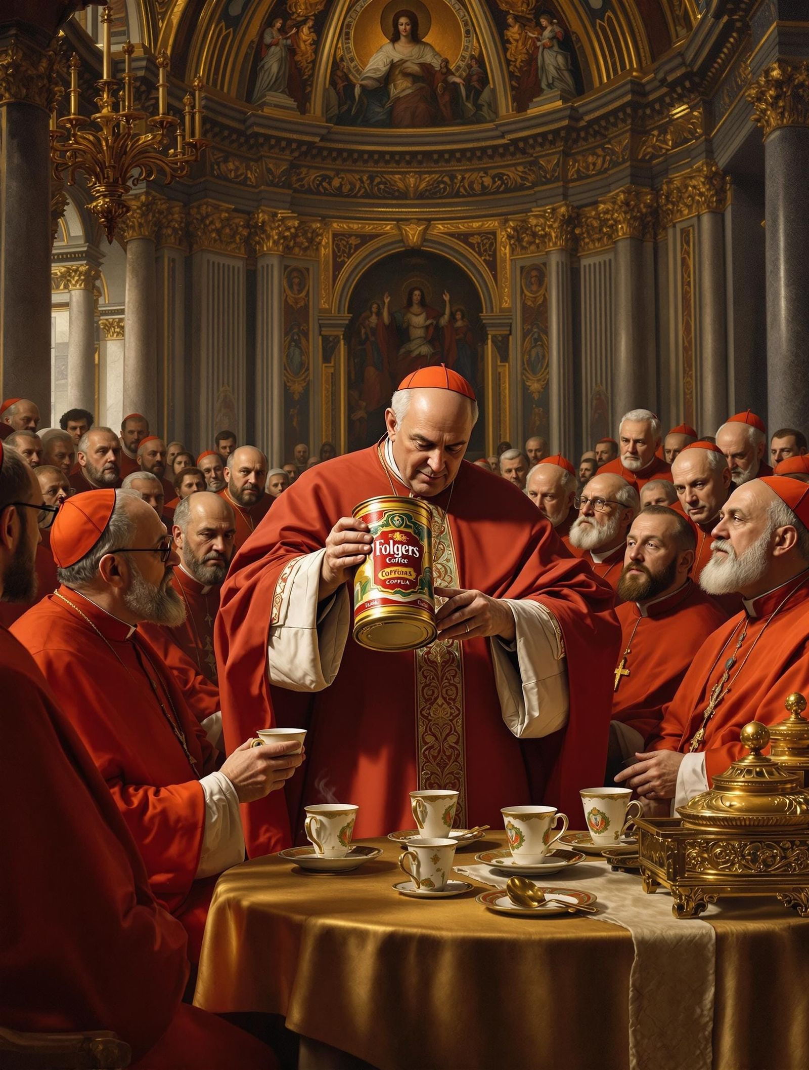 The Pope Serves Folgers Brand Coffee