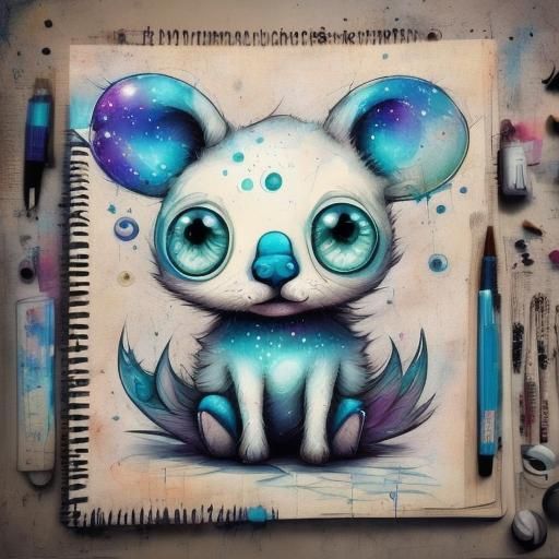 Chibi Space Duck in Hyperrealistic Splash Art