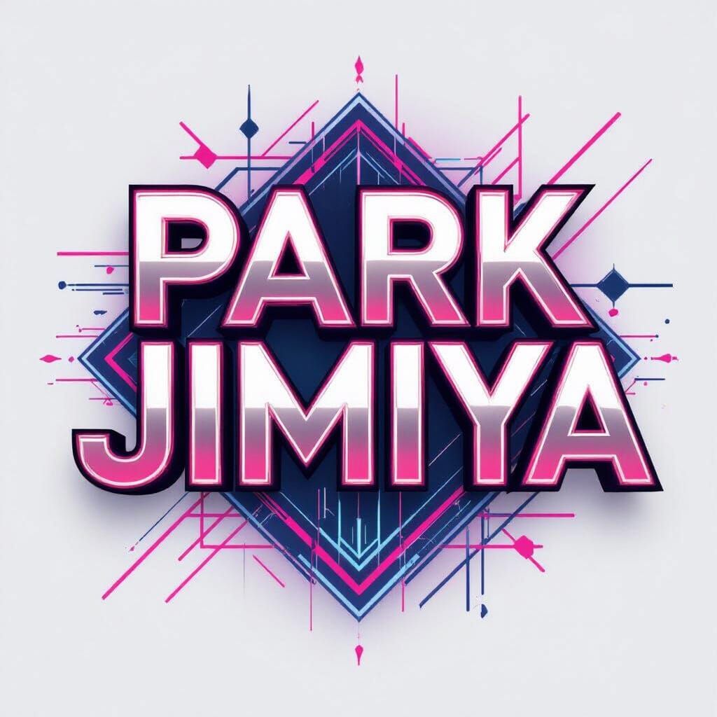 K-Pop Group Logo: Park Jimiya in Modern Metallic Style