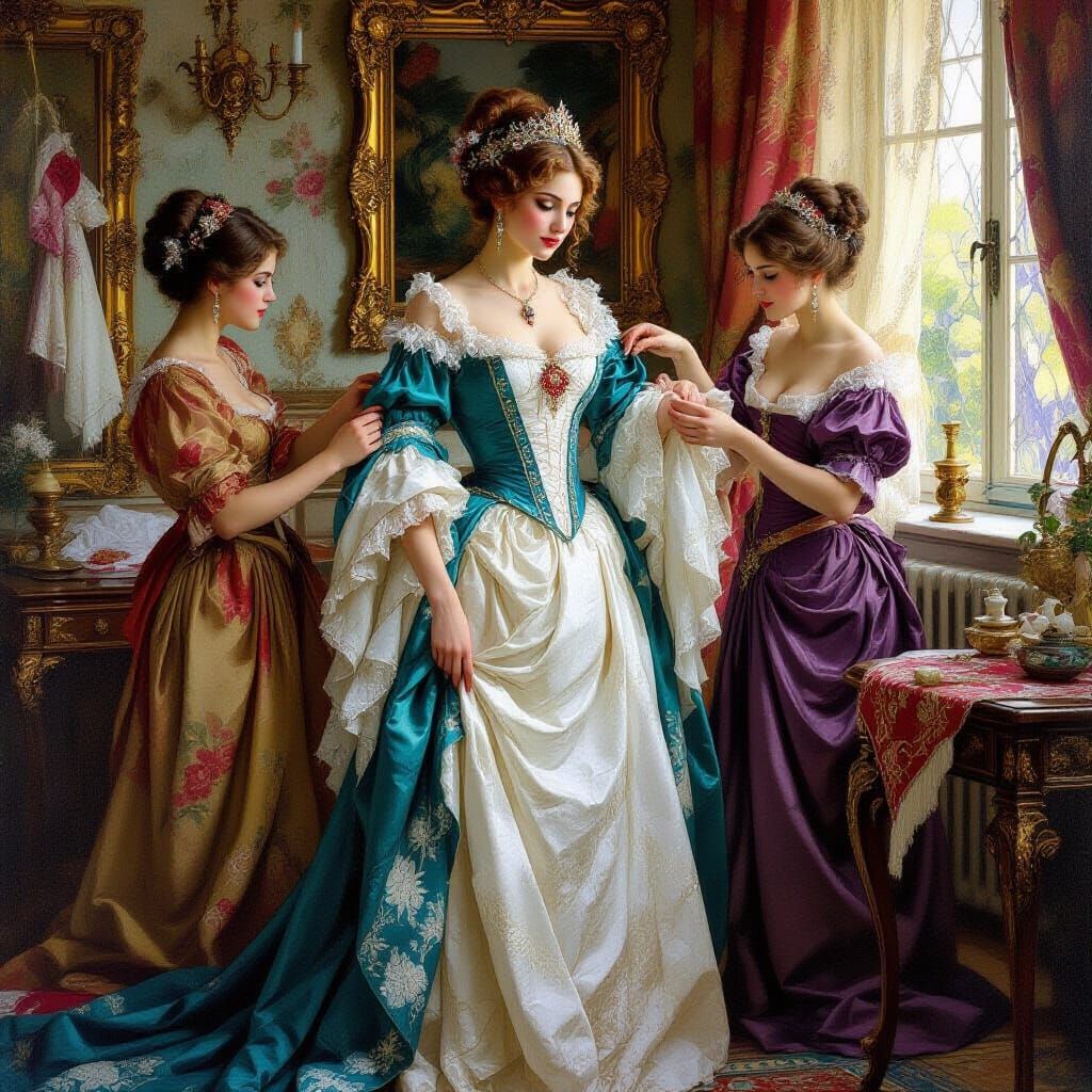 Empress in Boudoir: Fantasy Oil Painting