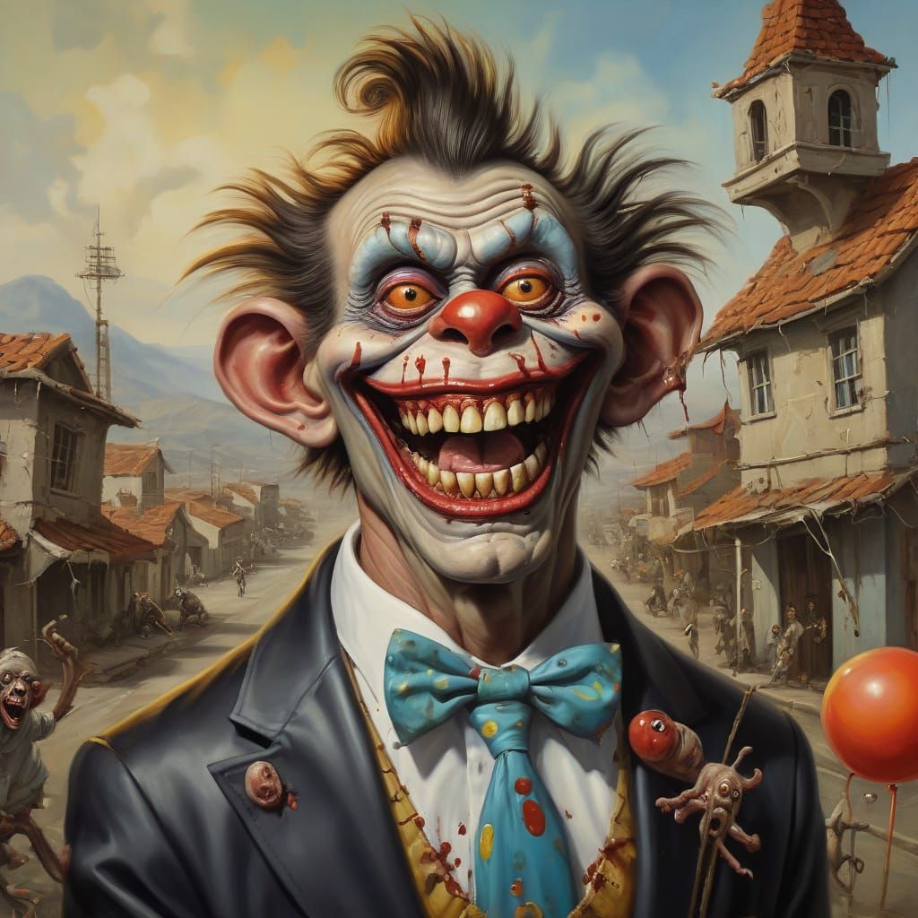Surreal Zombie Monkey Clown in Dali Style