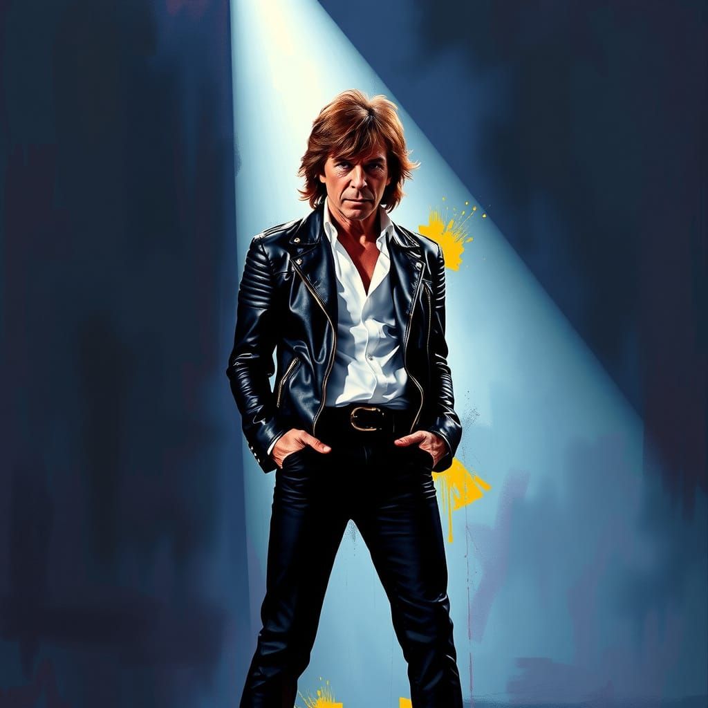 Charismatic Rockstar in Moody Stage Lighting