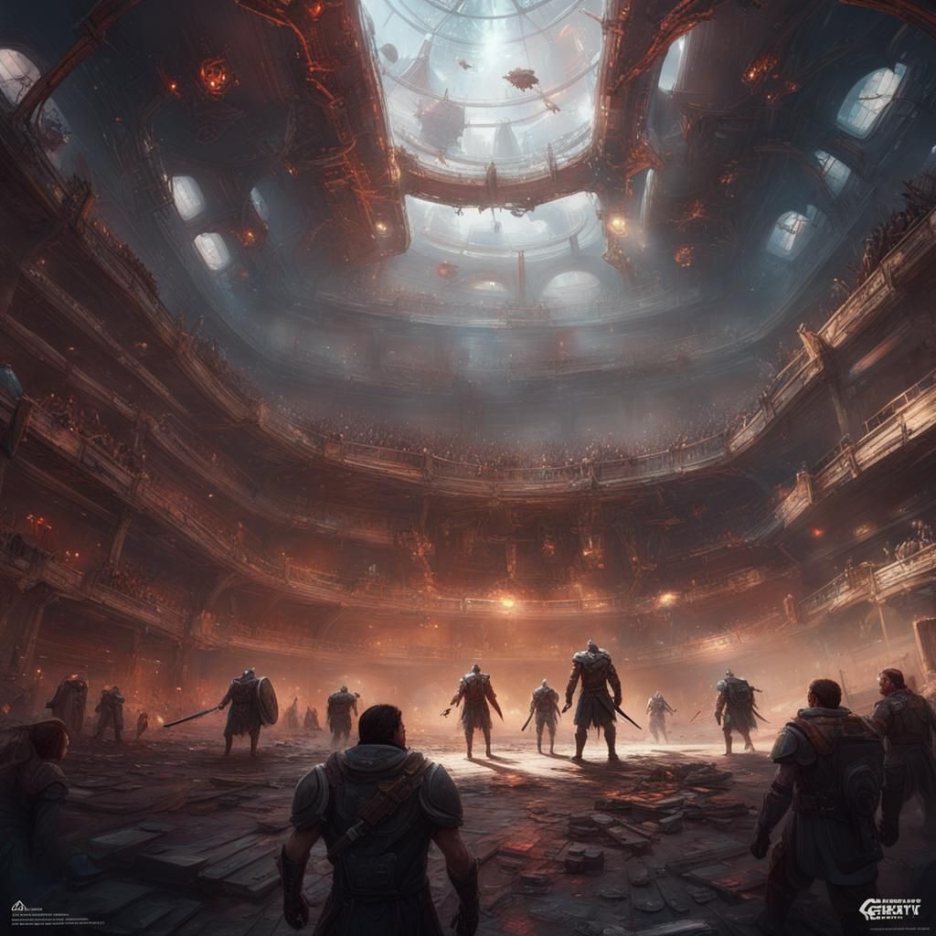 Futuristic Gladiator Arena in Space, Digital Art