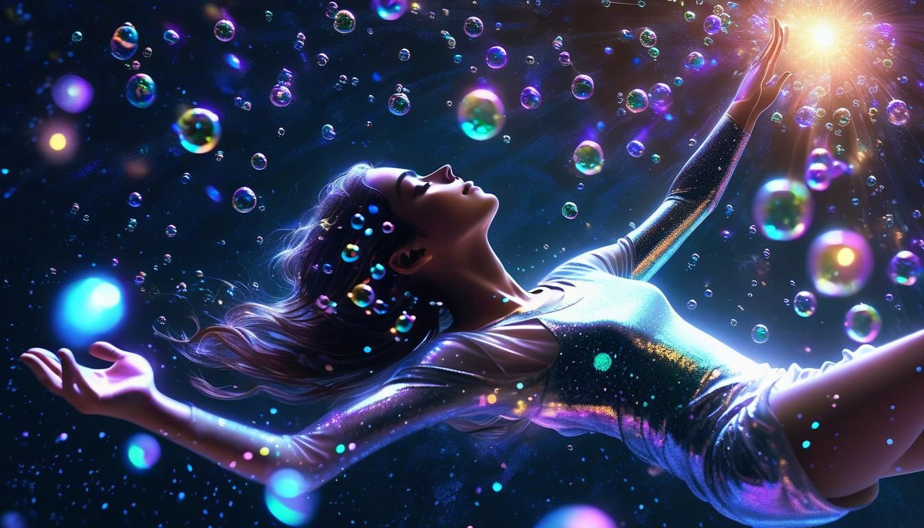 Ethereal Woman in Cosmic Dreamscape, 3D Art