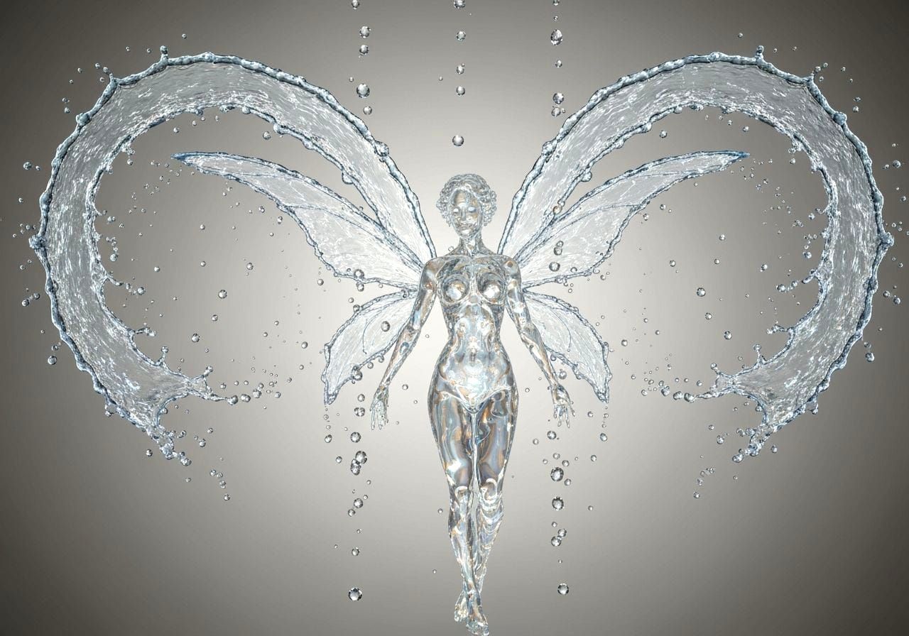 Translucent Water Fairy in Art Nouveau Style