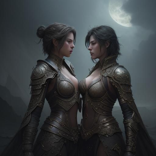 Epic Digital Painting of Two Women