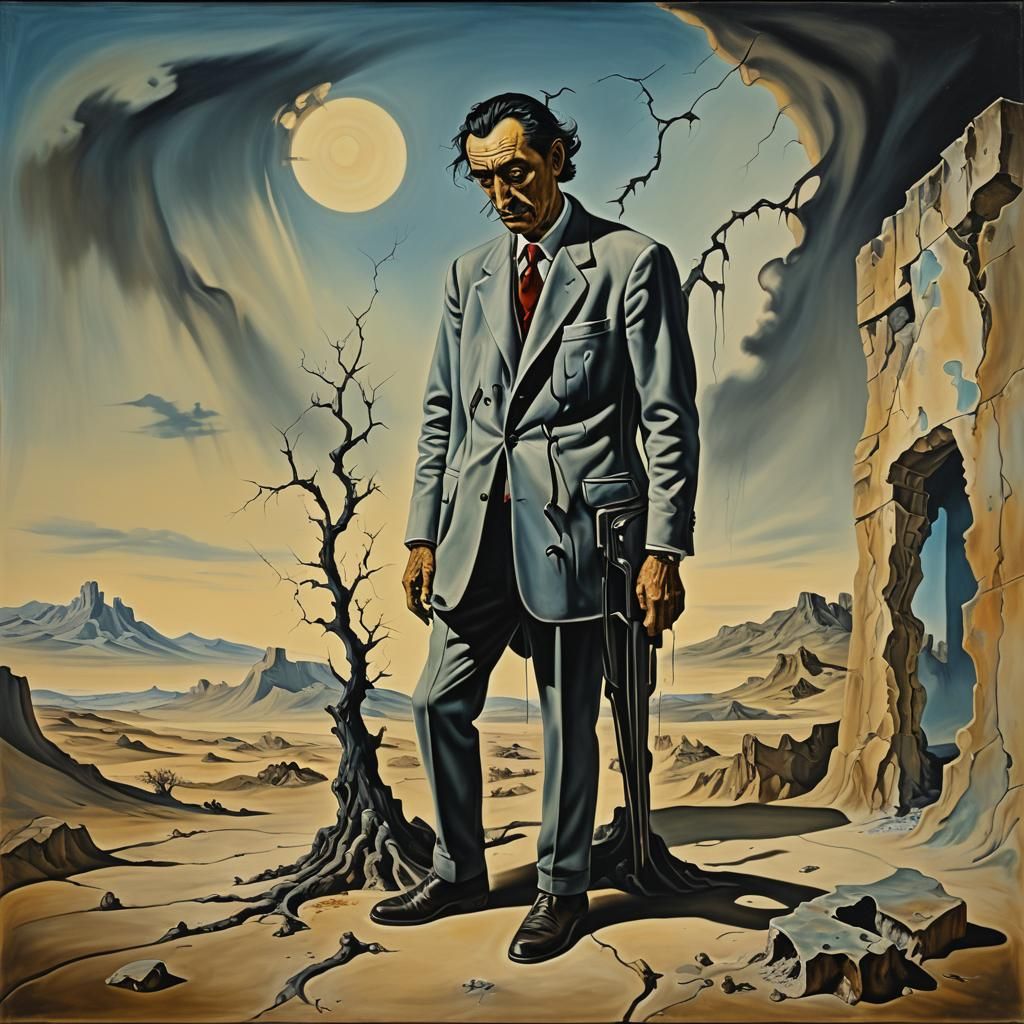 Surreal Melting Memoir: Dali-esque Oil Painting