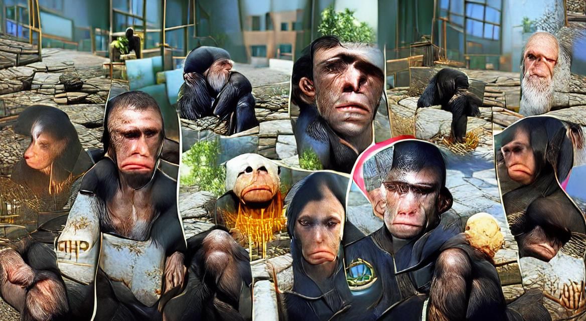 Distressed Chimpanzee Portrait: A Moment of Vulnerability